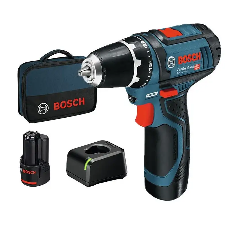 Bosch Professional - Perceuse-visseuse sans fil GSR 12V-15 Professional 12V + 2 batteries 12V 2Ah + chargeur + housse - 060186810F