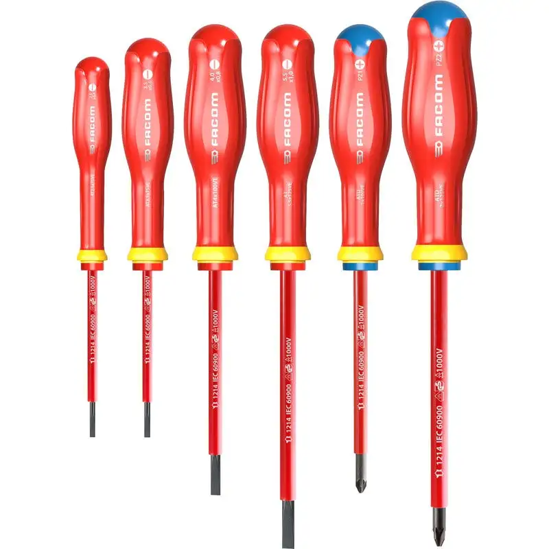 Facom - Jeu 6 tournevis Protwist isolés 1000V avec lame ultra fine - ATDVE.J6PB