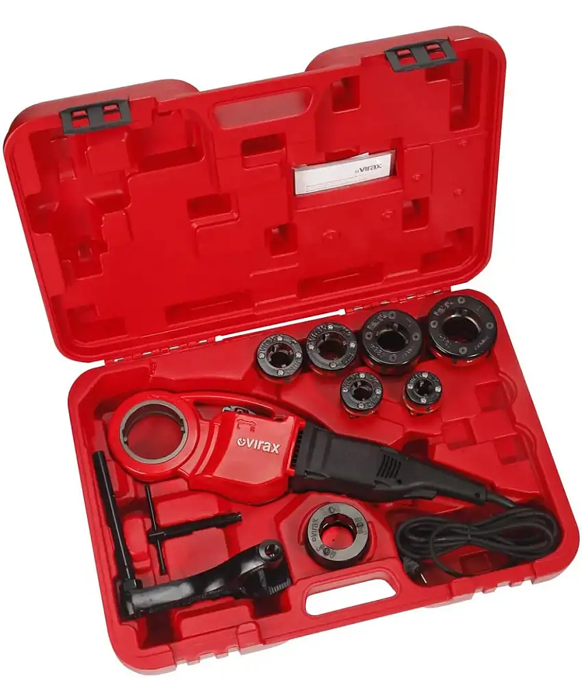 Virax - Filière électroportative Phenix III + 6 têtes BSPT Droite : 1/2 - 3/4 - 1 - 1.1/4 - 1.1/2 - 2 - VIR-137563