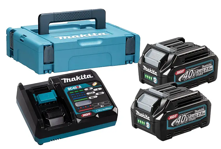 Makita - Packs Énergie 40 V Max XGT Li-Ion (2 batteries 2.5Ah + 1 chargeur) en coffret MAKPAC - 191J81-6
