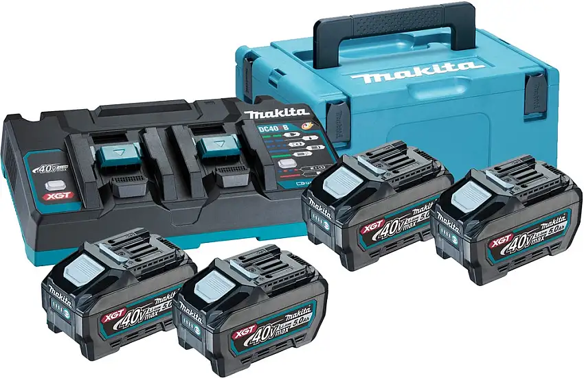 Makita - Packs Énergie 40 V Max XGT Li-Ion (4 batteries 5Ah + 1 chargeur double) en coffret MAKPAC - 191U42-2