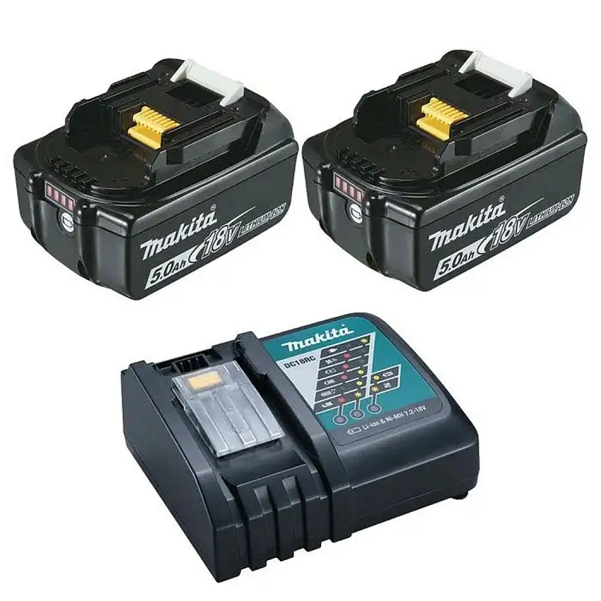 Makita - Starter Set : 2 batteries 18V 5Ah + 1 chargeur rapide DC18RC - 197570-9