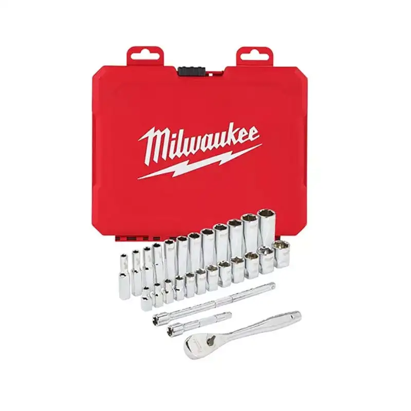 Milwaukee - Set de douilles et clés à cliquet 1/4" métriques 28 pcs - 4932464943