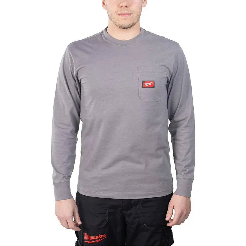 Milwaukee - T-SHIRT DE TRAVAIL MANCHES LONGUES GRIS - TAILLE (L) - 4932493040