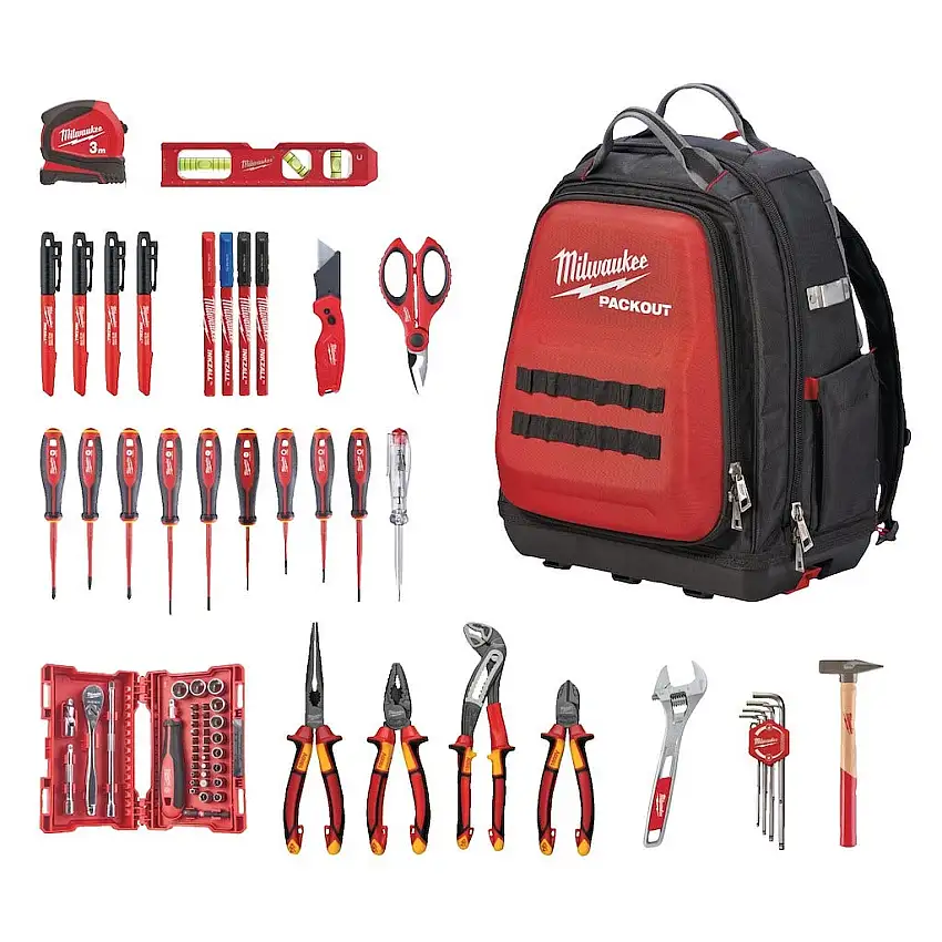 Milwaukee - Sac à dos outillé Electricien Packout - 76 pcs - 4932498407
