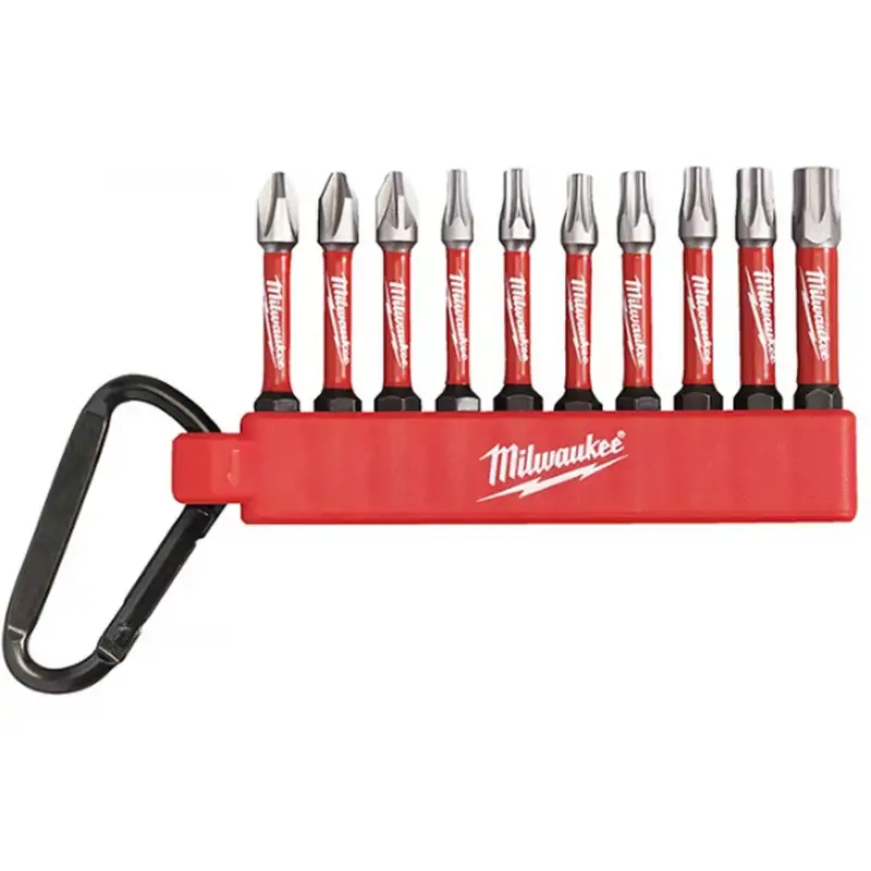 Milwaukee Shockwave Jeu De 10 Embouts Mousqueton PH2 PZ2 T15 T20 T25 T30 T40 4932480941