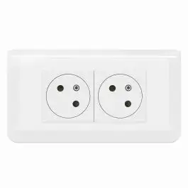 2x2P+T Surface Mosaic Link à 45° précâblée + plaque + cadre saillie - blanc