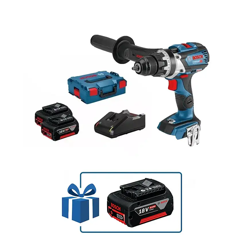 Bosch Professional - Perceuse-visseuse GSR 18V-110 C 110Nm 18V + 3 batteries 5Ah + 1 chargeur rapide + coffret L-BOXX - 0615990L8F
