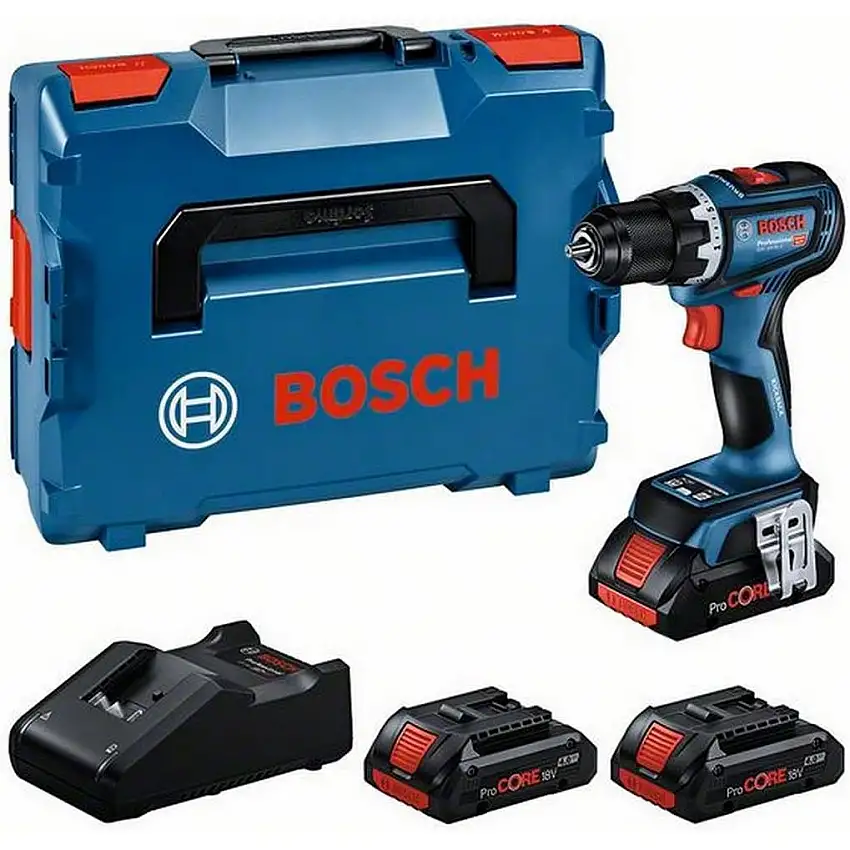 Bosch Professional - Perceuse-visseuse GSR 18V-90 C 18V 64Nm + 3 batteries 4Ah ProCORE + chargeur + coffret L-BOXX - 0615A5002R