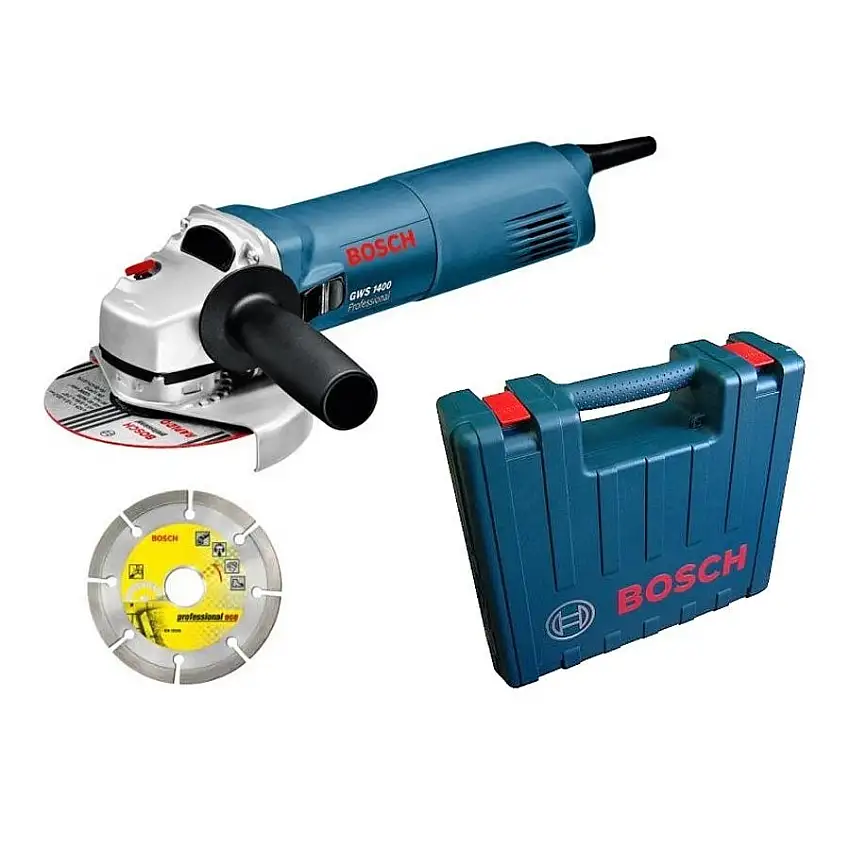 Bosch Professional - Meuleuse angulaire filaire GWS 1400 125mm + 4 accessoires + 1 disque diamant + 1 coffret - 0601824900