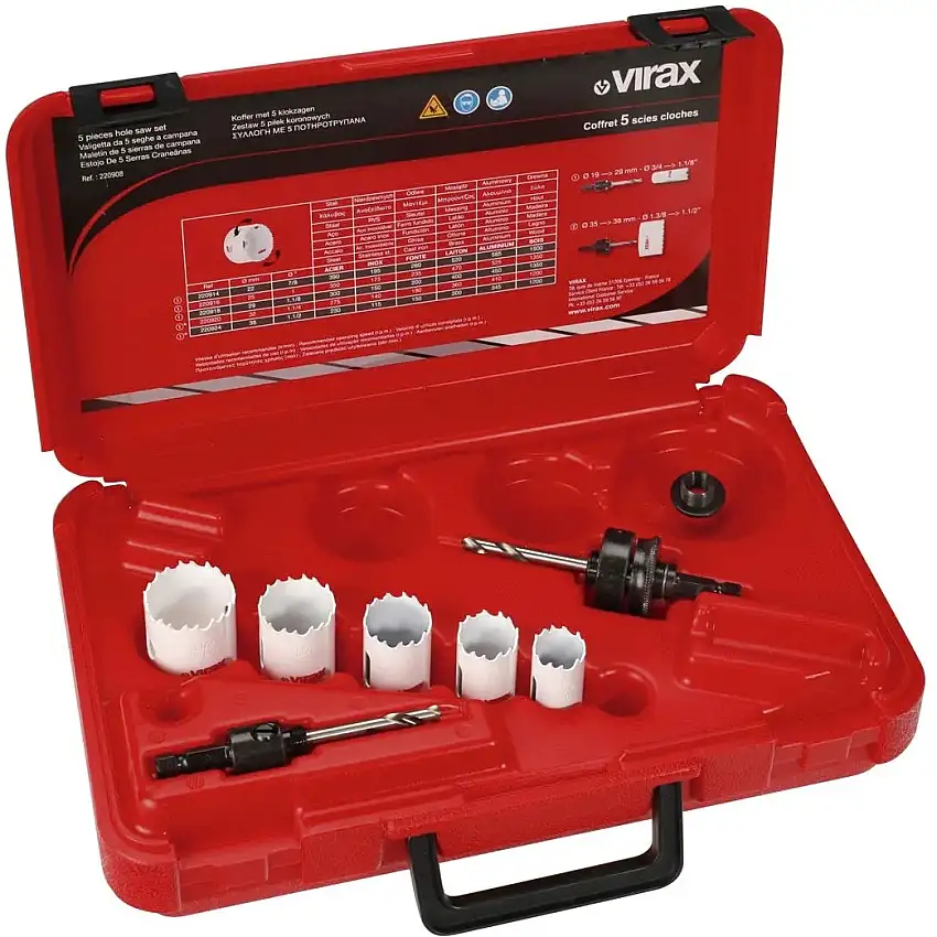 Virax - Kit de base - Coffret 5 scies cloche avec accessoires - VIR-220908