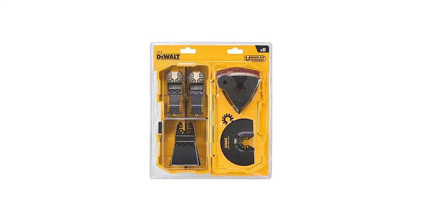 DeWALT Set (8 pièces) pour outils oscillants (1x DT20700, 1x DT20701, 1x DT20704, 1x DT20705, DT20710, 3x papier de verre 93 x 93 mm) DT20731