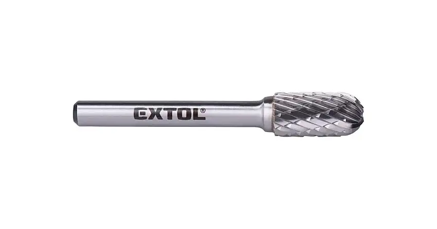 EXTOL fréza karbidová, válcová s kulovým čelem, pr.10 x 20 mm/stopka 6 mm,sek střední (double-cut) 8703724