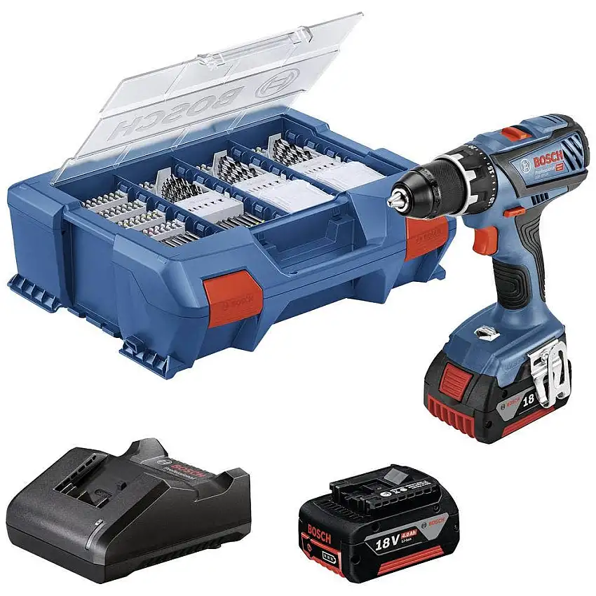 Bosch Professional - Perceuse-visseuse sans fil GSR 18V-28 Ø13mm + 2 batteries 4Ah + 1 chargeur + 1 coffret accessoires - 06019E610C