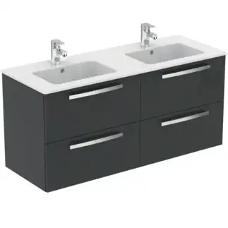 Porcher - Meuble salle de bain 120cm ULYSSE suspendu gris moyen et lavabo-plan - E0544TI