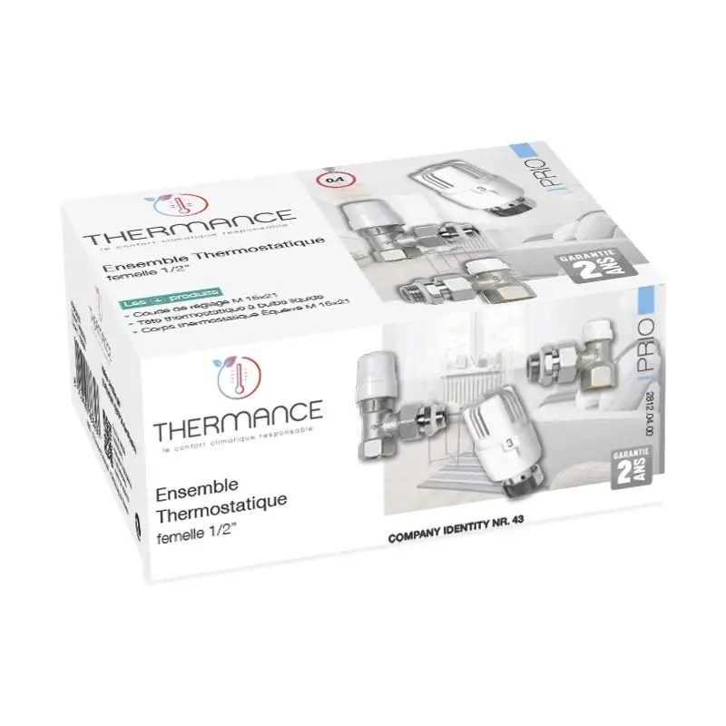Thermance - Kit robinetterie de radiateur thermostatique 15x21 femelle - 28120400