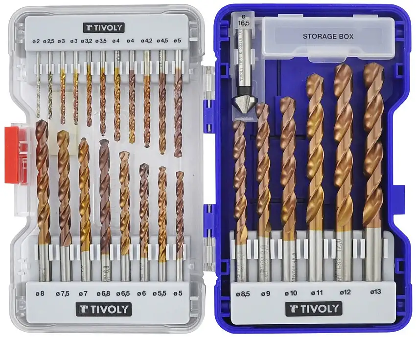 Tivoly - Coffret 25 forets métal FURIUS HSS revêtus FUSIO + fraise à noyer 15mm PREMIUM (coffret de 26 pieces) - 11454170002