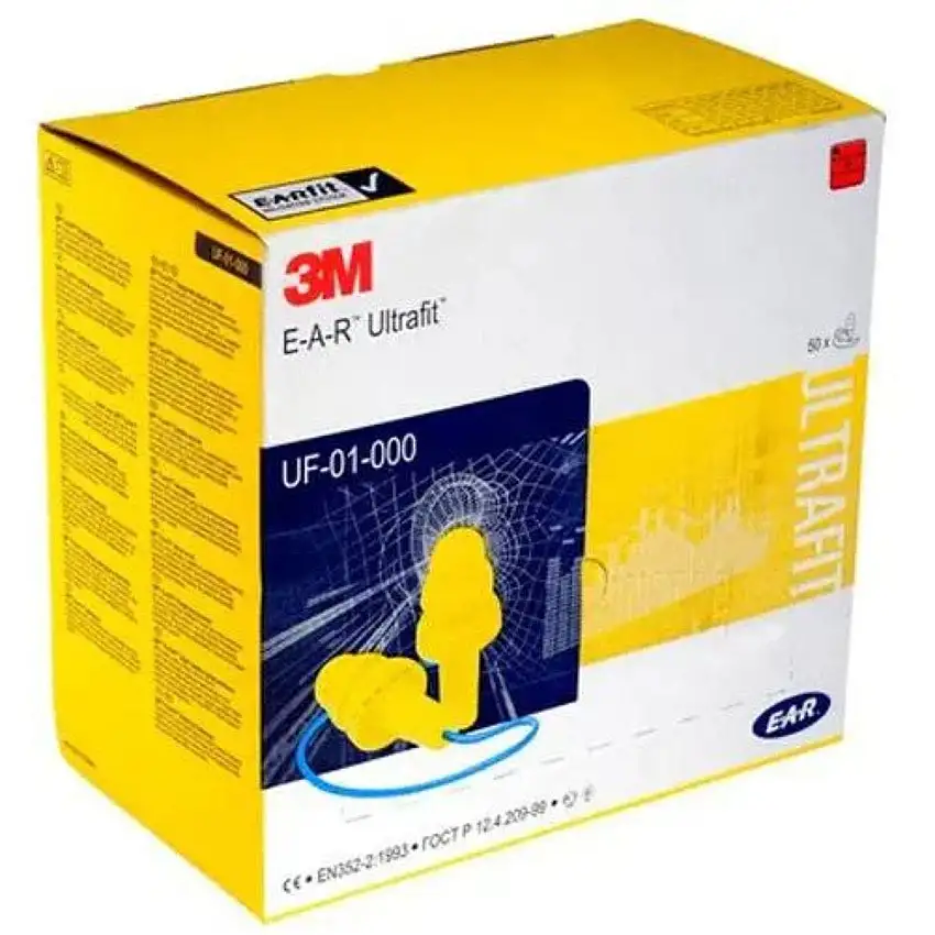 3M - Boite de 50 paire de bouchons d'oreilles antibruit à cordon amovible Ultrafit E-A-R - 32dB - UF1001