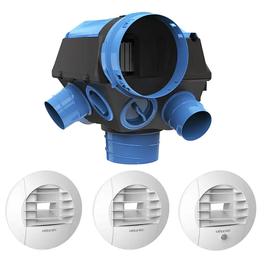 Atlantic - Kit VMC Simple ﬂux hygroréglable Hygrocosy BC 2 - kit piles - 412320