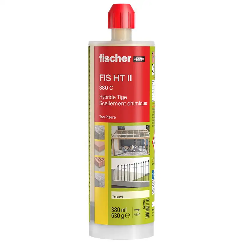 Fischer - Résine hybride de scellement cartouche FIS HT 380 C tige, ton pierre - 520109